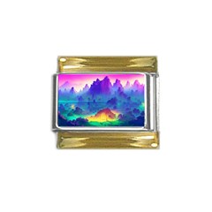 Abstract Geometric Landscape Art 3d Gold Trim Italian Charm (9mm) by Pakemis