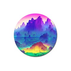 Abstract Geometric Landscape Art 3d Magnet 3  (round) by Pakemis