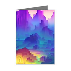 Abstract Geometric Landscape Art 3d Mini Greeting Card by Pakemis