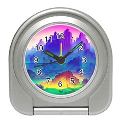 Abstract Geometric Landscape Art 3d Travel Alarm Clock by Pakemis