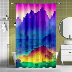 Abstract Geometric Landscape Art 3d Shower Curtain 48  X 72  (small)  by Pakemis