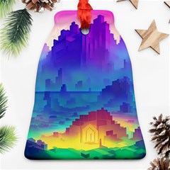 Abstract Geometric Landscape Art 3d Bell Ornament (two Sides) by Pakemis