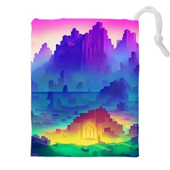 Abstract Geometric Landscape Art 3d Drawstring Pouch (4xl) by Pakemis