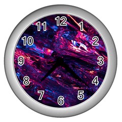 Space Futuristic Shiny Abstraction Wall Clock (Silver)