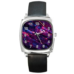 Space Futuristic Shiny Abstraction Square Metal Watch