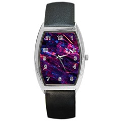 Space Futuristic Shiny Abstraction Barrel Style Metal Watch