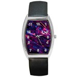 Space Futuristic Shiny Abstraction Barrel Style Metal Watch Front