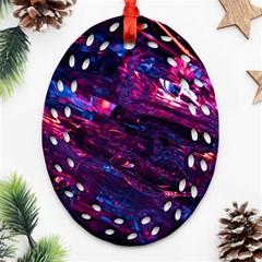 Space Futuristic Shiny Abstraction Oval Filigree Ornament (Two Sides)