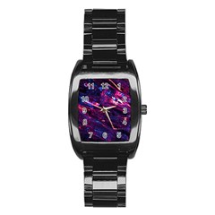 Space Futuristic Shiny Abstraction Stainless Steel Barrel Watch