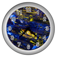 Space Futuristic Shiny Abstraction Flash Colorful Wall Clock (silver) by Pakemis