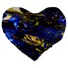 Space Futuristic Shiny Abstraction Flash Colorful Large 19  Premium Heart Shape Cushions by Pakemis