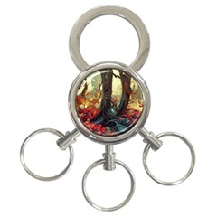 Abstract Texture Forest Trees Fruits Nature Leaves 3-ring Key Chain by Pakemis