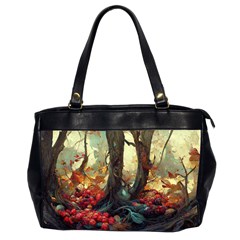 Abstract Texture Forest Trees Fruits Nature Leaves Oversize Office Handbag (2 Sides) by Pakemis