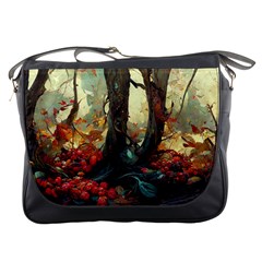 Abstract Texture Forest Trees Fruits Nature Leaves Messenger Bag by Pakemis