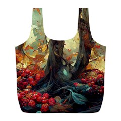 Abstract Texture Forest Trees Fruits Nature Leaves Full Print Recycle Bag (l) by Pakemis