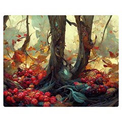 Abstract Texture Forest Trees Fruits Nature Leaves Double Sided Flano Blanket (medium) by Pakemis