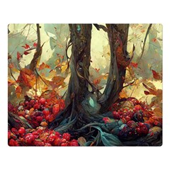 Abstract Texture Forest Trees Fruits Nature Leaves Flano Blanket (large) by Pakemis