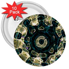 Fractal Glowing Kaleidoscope Wallpaper Art Design 3  Buttons (10 Pack)  by Pakemis