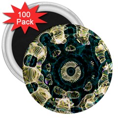 Fractal Glowing Kaleidoscope Wallpaper Art Design 3  Magnets (100 Pack) by Pakemis