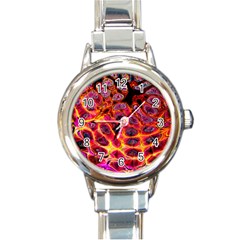 Fractal Black Texture Wallpaper Art Design Round Italian Charm Watch by Pakemis