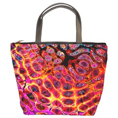 Fractal Black Texture Wallpaper Art Design Bucket Bag by Pakemis