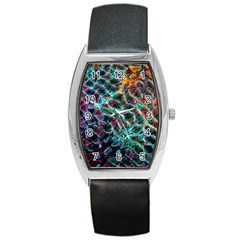 Fractal Abstract Waves Background Wallpaper Barrel Style Metal Watch