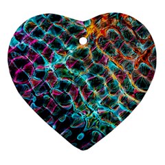 Fractal Abstract Waves Background Wallpaper Heart Ornament (Two Sides)