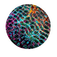 Fractal Abstract Waves Background Wallpaper Mini Round Pill Box