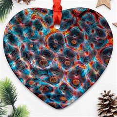 Fractal Black Texture Wallpaper Art Design Art Heart Ornament (two Sides) by Pakemis