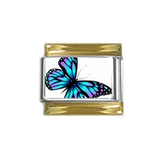 Blue And Pink Butterfly Illustration, Monarch Butterfly Cartoon Blue, Cartoon Blue Butterfly Free Pn Gold Trim Italian Charm (9mm) by asedoi