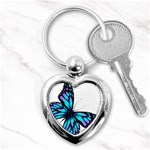 Blue And Pink Butterfly Illustration, Monarch Butterfly Cartoon Blue, Cartoon Blue Butterfly Free Pn Key Chain (Heart) Front