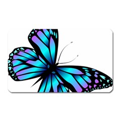 Blue And Pink Butterfly Illustration, Monarch Butterfly Cartoon Blue, Cartoon Blue Butterfly Free Pn Magnet (rectangular)