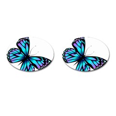 Blue And Pink Butterfly Illustration, Monarch Butterfly Cartoon Blue, Cartoon Blue Butterfly Free Pn Cufflinks (oval)