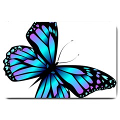 Blue And Pink Butterfly Illustration, Monarch Butterfly Cartoon Blue, Cartoon Blue Butterfly Free Pn Large Doormat by asedoi