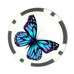 Blue And Pink Butterfly Illustration, Monarch Butterfly Cartoon Blue, Cartoon Blue Butterfly Free Pn Poker Chip Card Guard by asedoi