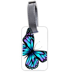 Blue And Pink Butterfly Illustration, Monarch Butterfly Cartoon Blue, Cartoon Blue Butterfly Free Pn Luggage Tag (one Side) by asedoi