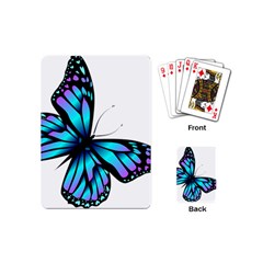 Blue And Pink Butterfly Illustration, Monarch Butterfly Cartoon Blue, Cartoon Blue Butterfly Free Pn Playing Cards Single Design (mini) by asedoi