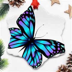 Blue And Pink Butterfly Illustration, Monarch Butterfly Cartoon Blue, Cartoon Blue Butterfly Free Pn Ornament (snowflake)