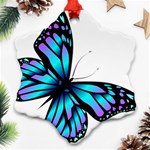 Blue And Pink Butterfly Illustration, Monarch Butterfly Cartoon Blue, Cartoon Blue Butterfly Free Pn Ornament (Snowflake) Front