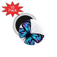 Blue And Pink Butterfly Illustration, Monarch Butterfly Cartoon Blue, Cartoon Blue Butterfly Free Pn 1 75  Magnets (10 Pack) 