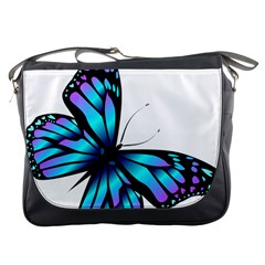 Blue And Pink Butterfly Illustration, Monarch Butterfly Cartoon Blue, Cartoon Blue Butterfly Free Pn Messenger Bag