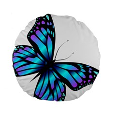 Blue And Pink Butterfly Illustration, Monarch Butterfly Cartoon Blue, Cartoon Blue Butterfly Free Pn Standard 15  Premium Round Cushions