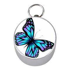 Blue And Pink Butterfly Illustration, Monarch Butterfly Cartoon Blue, Cartoon Blue Butterfly Free Pn Mini Silver Compasses