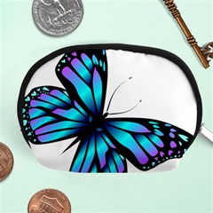 Blue And Pink Butterfly Illustration, Monarch Butterfly Cartoon Blue, Cartoon Blue Butterfly Free Pn Accessory Pouch (medium) by asedoi