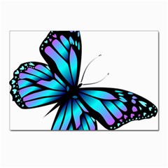 Blue And Pink Butterfly Illustration, Monarch Butterfly Cartoon Blue, Cartoon Blue Butterfly Free Pn Postcards 5  X 7  (pkg Of 10) by asedoi