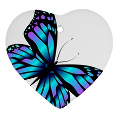 Blue And Pink Butterfly Illustration, Monarch Butterfly Cartoon Blue, Cartoon Blue Butterfly Free Pn Heart Ornament (two Sides)