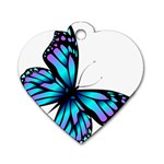 Blue And Pink Butterfly Illustration, Monarch Butterfly Cartoon Blue, Cartoon Blue Butterfly Free Pn Dog Tag Heart (Two Sides) Front