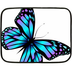 Blue And Pink Butterfly Illustration, Monarch Butterfly Cartoon Blue, Cartoon Blue Butterfly Free Pn Double Sided Fleece Blanket (mini) by asedoi