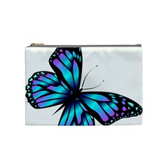 Blue And Pink Butterfly Illustration, Monarch Butterfly Cartoon Blue, Cartoon Blue Butterfly Free Pn Cosmetic Bag (medium) by asedoi