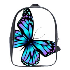 Blue And Pink Butterfly Illustration, Monarch Butterfly Cartoon Blue, Cartoon Blue Butterfly Free Pn School Bag (large)